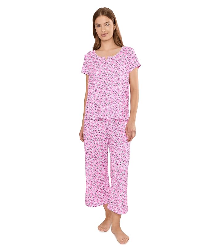 Karen Neuburger Petite Henley Top & Crop Pantss Pajama Set