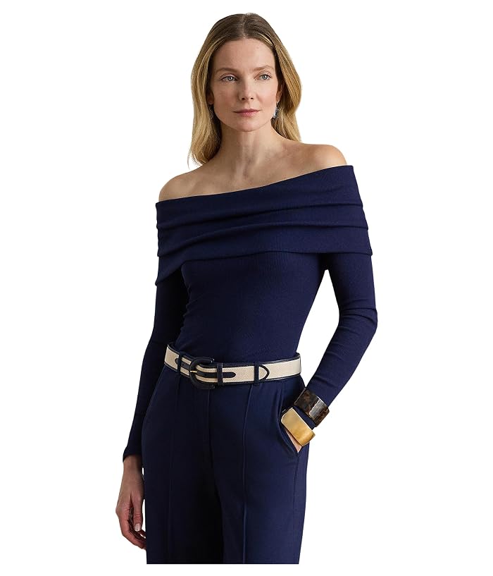 Lauren Ralph Lauren Ribbed Cotton-Blend Off-The-Shoulder Top