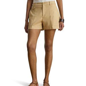 Lauren Ralph Lauren Pleated Double-Faced Cotton Shorts