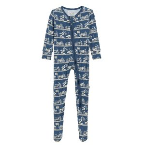 Kickee Pants Kids Print Footie with 2 Way Zipper (Infant)
