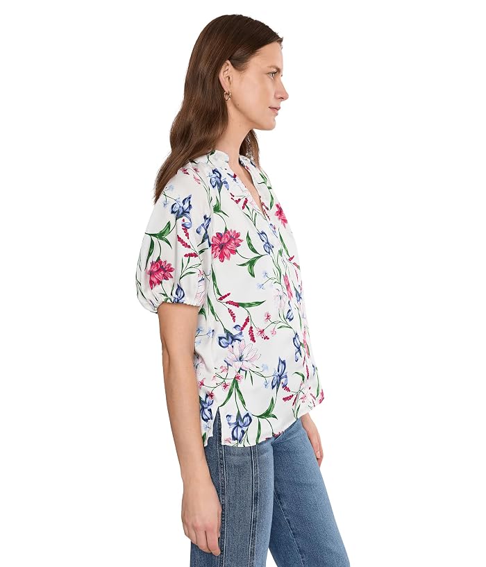 CeCe Ruffle Neck Raglan Seam Split Neck Top - Image 3