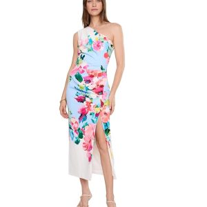 Adrianna Papell One Shoulder Border Gown