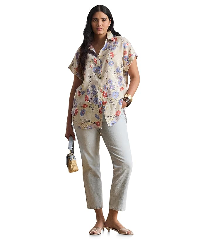 Lauren Ralph Lauren Plus Size Relaxed Fit Floral Short Sleeve Shirt - Image 2