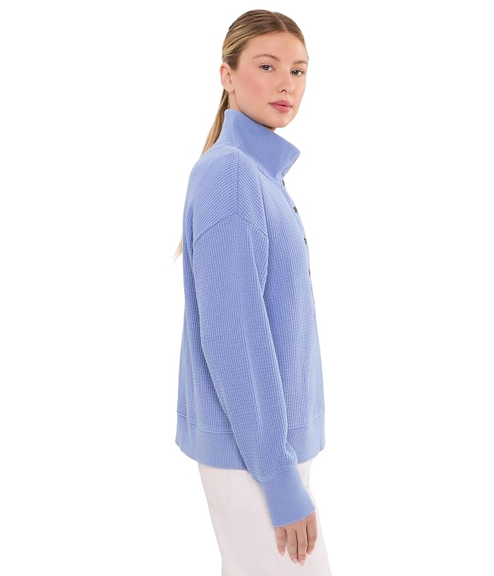 L.L.Bean Sunwashed Waffle Mockneck Henley - Image 3