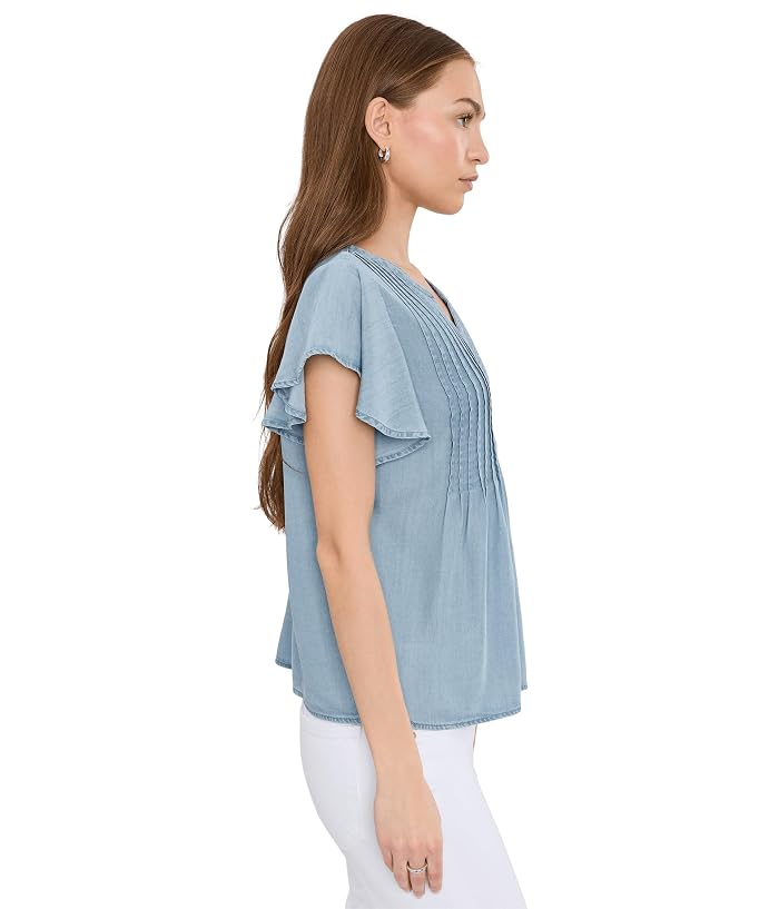 Liverpool Los Angeles Flutter Sleeve Popover Blouse with Pin Tuck - Image 3