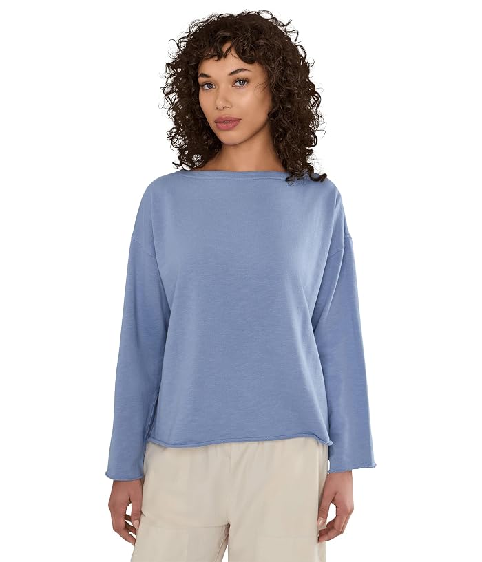 Eileen Fisher Garment Dyed Terry Bateau Neck Boxy Top