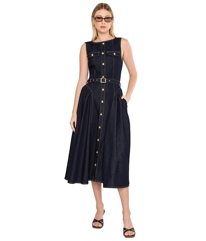 Avec Les Filles Sleeveless Denim Midi Dress - Image 2