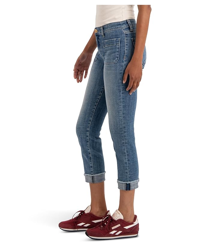 KUT from the Kloth Amy Crop Straight Leg- Roll Up Fray Front Patch Pockets - Image 3