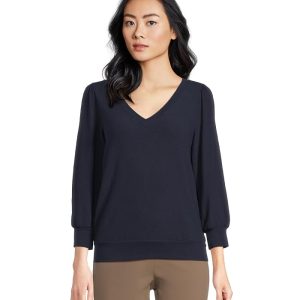 Michael Stars Gabriella V-Neck 3/4 Sleeve Sweatshirt