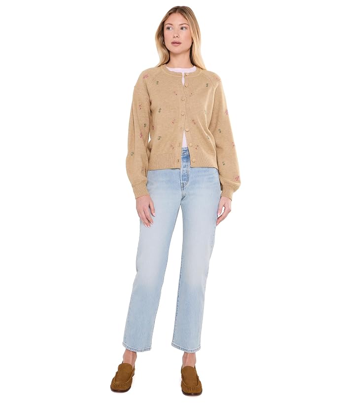 CeCe Beaded Embroidered Cardigan with Self Covered Buttons - Image 2