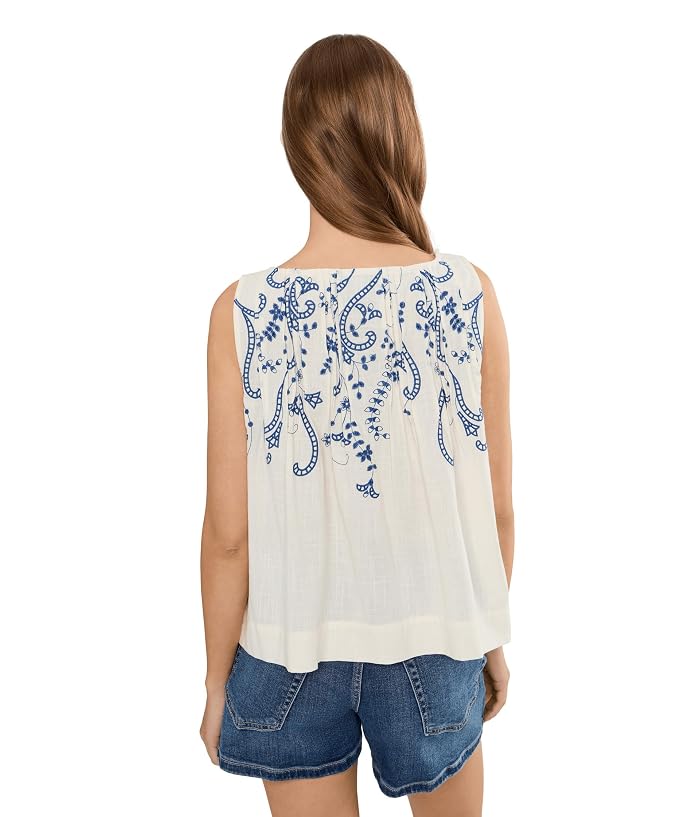 Liverpool Los Angeles Petite Sleeveless Boat Neck Woven Top with Pintucks - Image 4