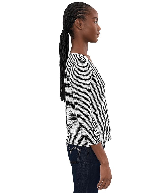 Liverpool Los Angeles Petite Button Sleeve Henley Knit Top - Image 3
