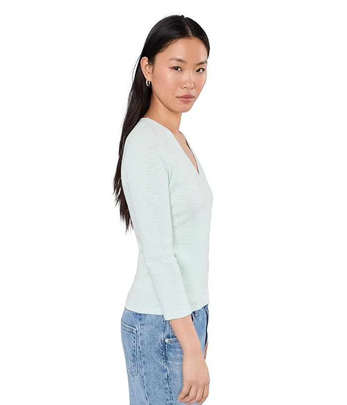 Lilla P Ribbed Slub 3/4 Sleeve Surplice - Image 3