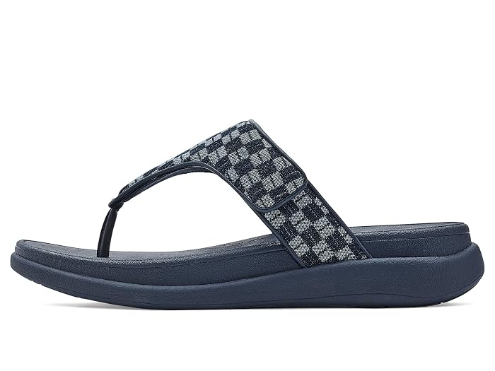 FitFlop F-Mode Go Adj. Checkerboard-Denim Toe-Post Sandals - Image 3