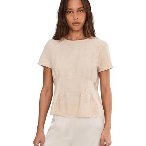 Vince Camuto Short Sleeve Pleated Waist Blouse