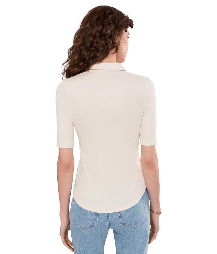 Lauren Ralph Lauren Rib-Knit Elbow-Sleeve Collared Top - Image 4