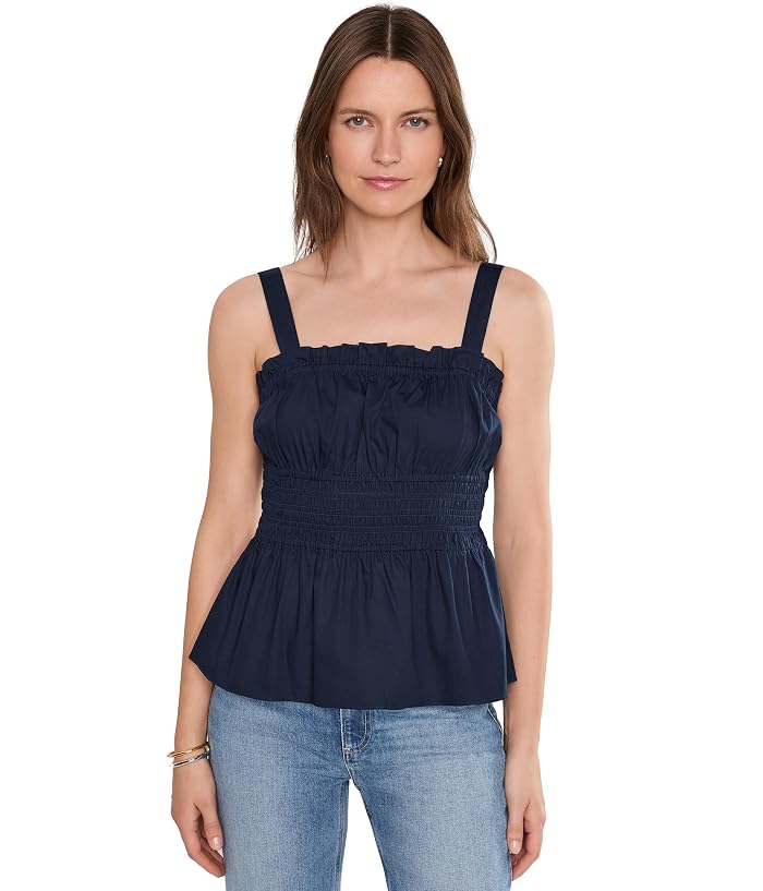 Vince Camuto Shirred Strappy Tank With Ruffle Neck