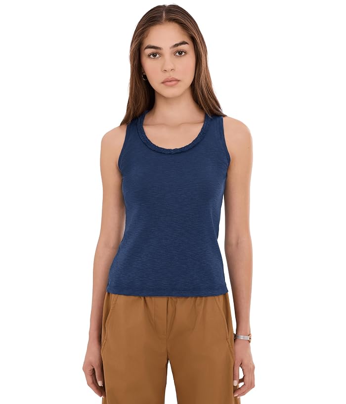 NIC+ZOE Nzt Ruffle Neck Cotton Slub Layer Tank