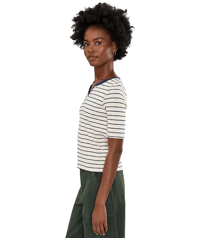NIC+ZOE Nzt Elbow Sleeve Stripe Notch Tee - Image 3