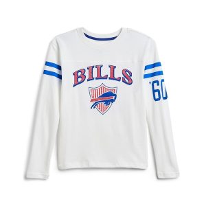 Junk Food Clothing Kids NFL Buffalo Bills Striped Yoke Long Sleeve Tee (Little Kid/Big Kid)