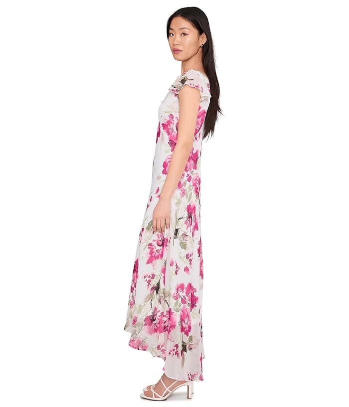 Calvin Klein Flutter Sleeve Chiffon Floral Aline Midi - Image 3