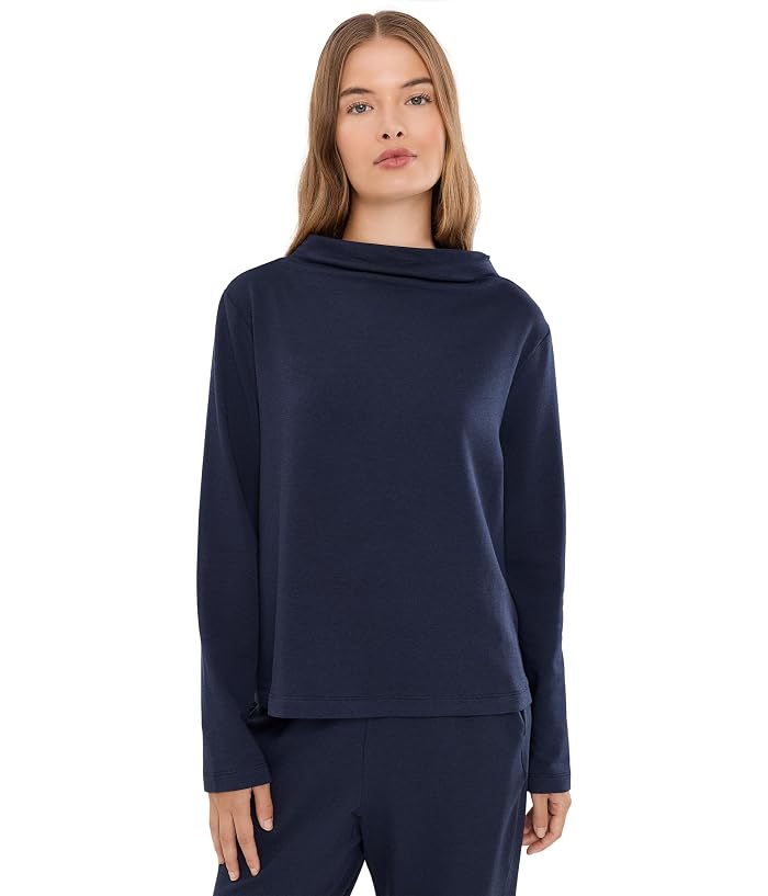 Eileen Fisher Cozy Brushed Terry Hug Funnel Neck Top