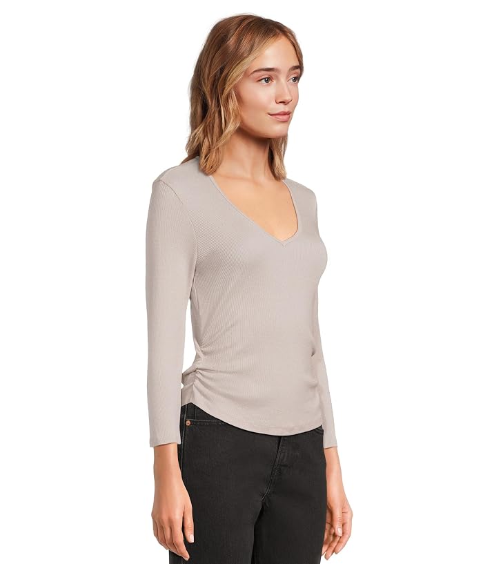 Michael Stars Sylvie V-Neck Shirred Sides Tee - Image 2