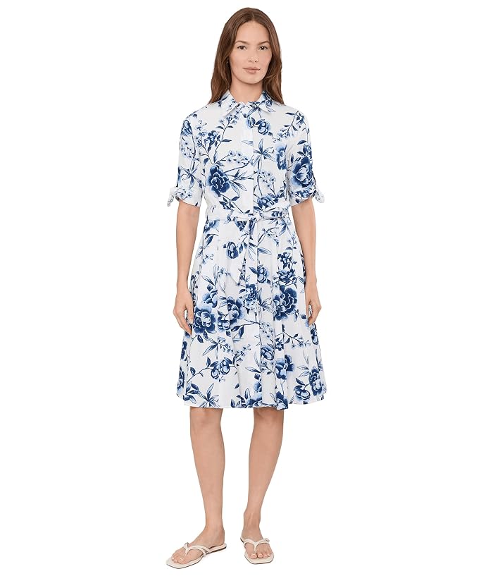 Calvin Klein Short Sleeve Floral Cotton A-Line