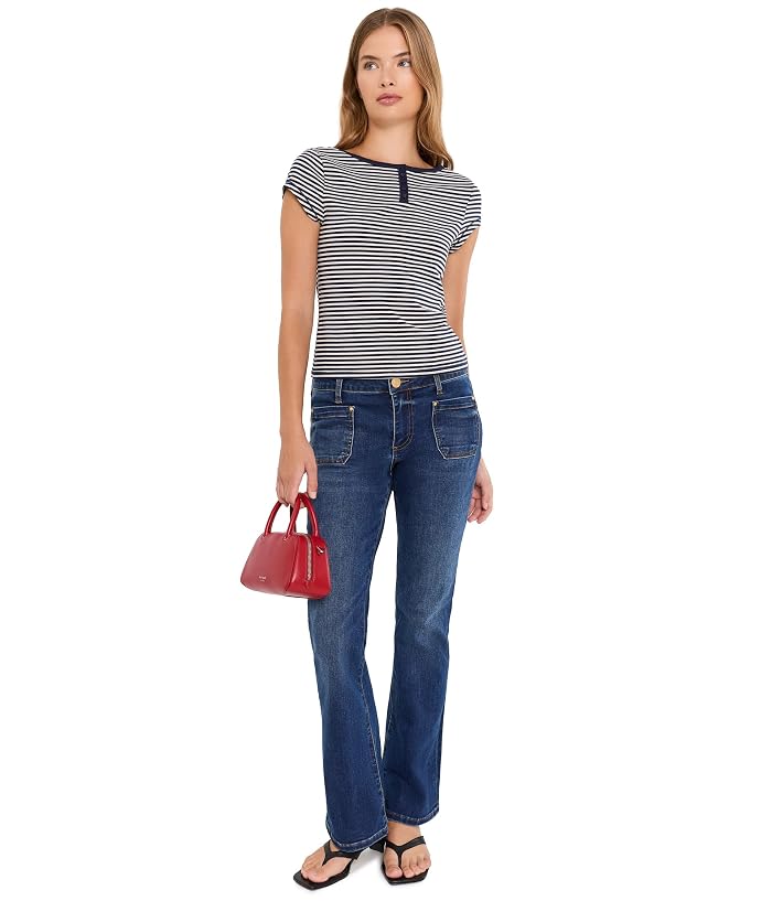 KUT from the Kloth Petite Natalie Mid-Rise Flare with Patch Pocket Clean Hem in Champ - Image 2