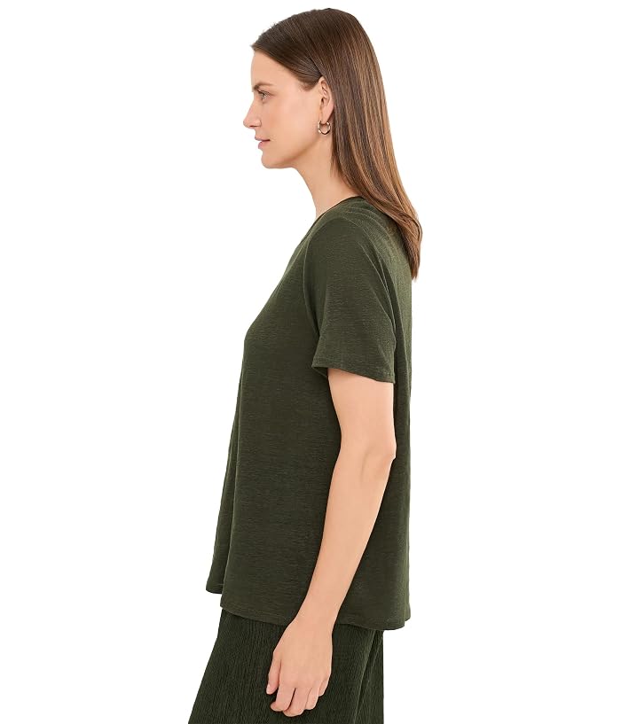 Eileen Fisher Organic Linen Jersey Crew Neck Short Sleeve Tee - Image 3