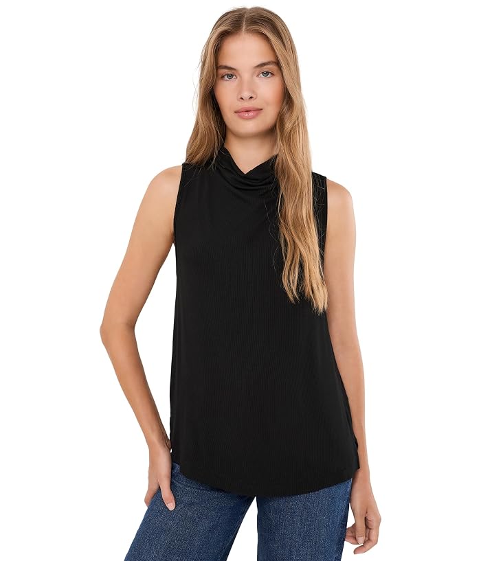 Michael Stars Minka Pleated Mock Neck Sleeveless Top