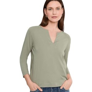 Lilla P Side Slit Split Neck Top