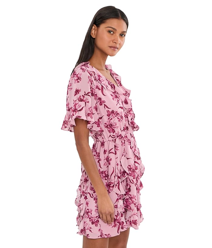 CeCe Waterfall Ruffle Short Sleeve Mini Dress - Image 3