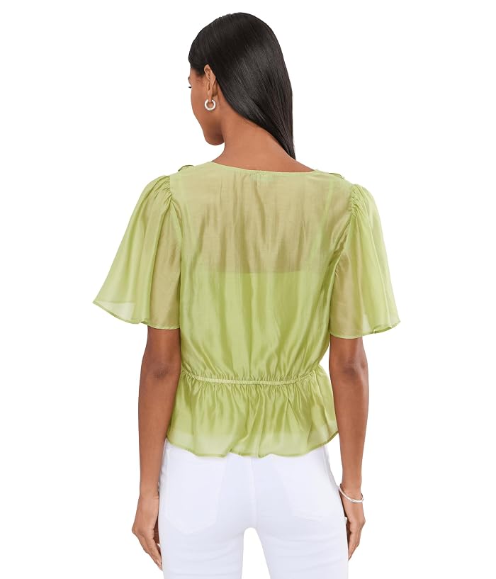 Vince Camuto V-neck Double Ruffle Buttondown Top W/ Peplum And Flutter Sleeve - Image 4