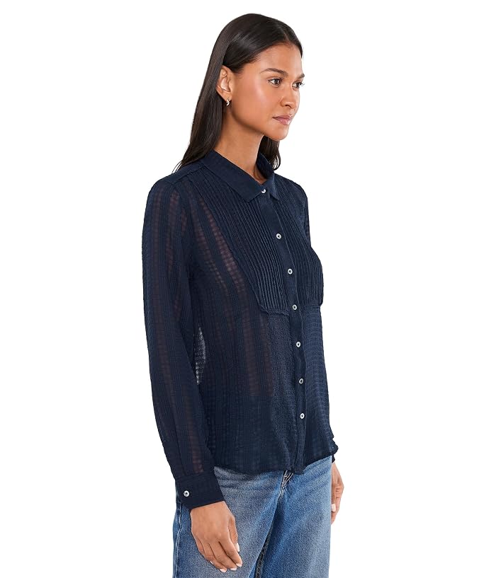 NIC+ZOE Chiffon Jacquard Tuxedo Shirt - Image 3