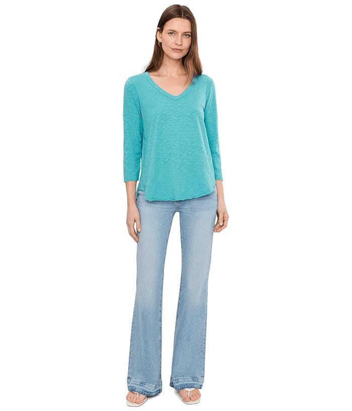 Mod-o-doc 3/4 Sleeve V-Neck Tee with Curved Hem - Image 2