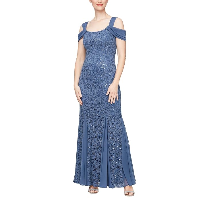 Alex Evenings Long Sequins Lace Dress - Image 3