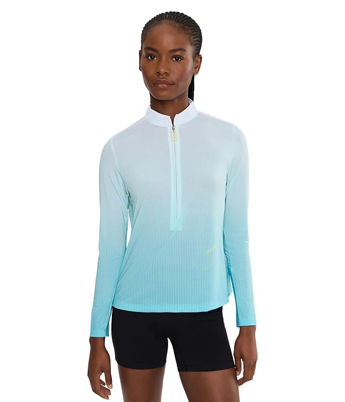 Jamie Sadock Ombre Stripe Long Sleeve Zip Mock Golf Top