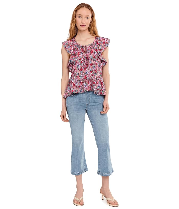 Liverpool Los Angeles Petite Flutter Sleeve Peplum Woven Top with Ties - Image 2