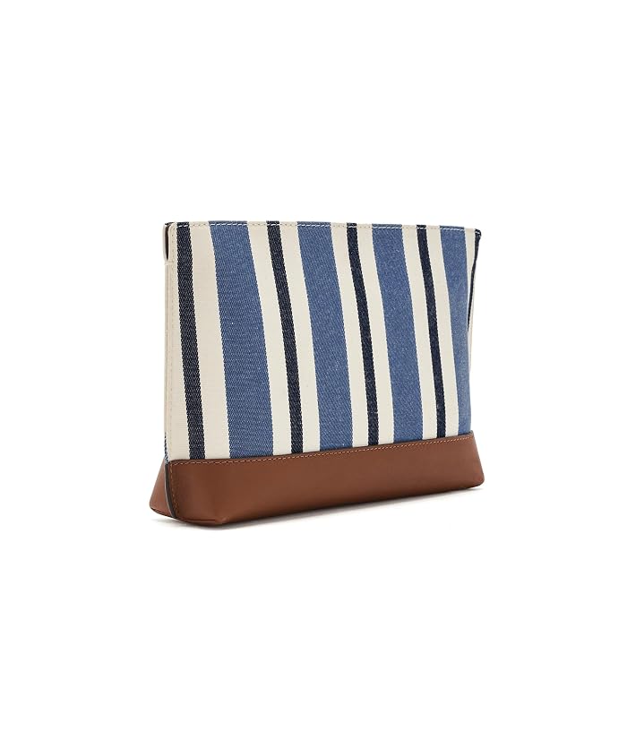 Lauren Ralph Lauren Striped Canvas & Leather Large Pouch - Image 2