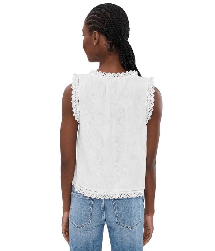 Vince Camuto Cropped Buttondown Peasant Tank Blouse W/Ruffle - Image 4