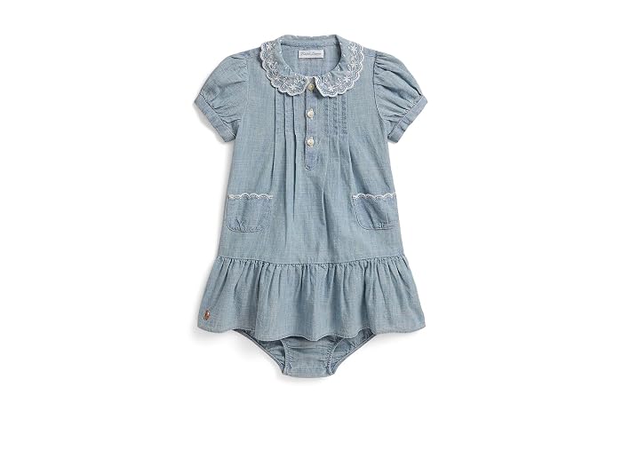 Polo Ralph Lauren Kids Indigo Cotton Chambray Dress & Bloomer (Infant)