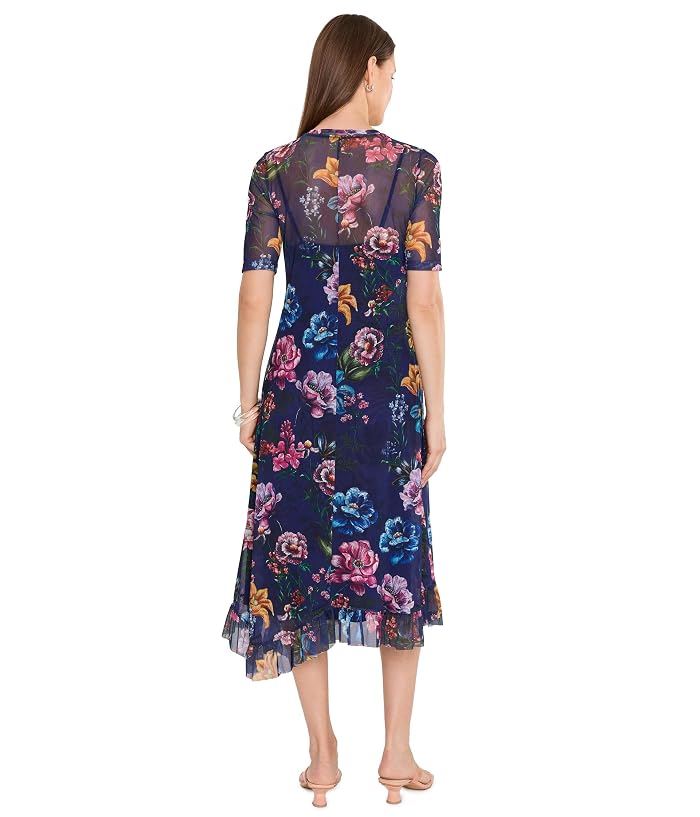 Johnny Was Mesh Elbow Sleeve Asymmetric Hem Dress (Slip) - Image 4