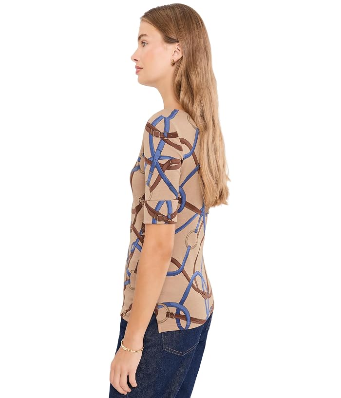 Lauren Ralph Lauren Petite Belting-Print Cotton Boatneck Tee - Image 3