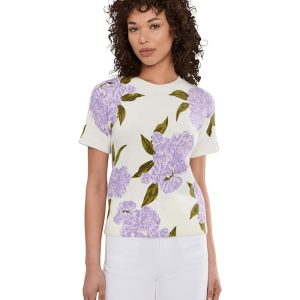 CeCe Short Sleeve Hydrangea Sweater