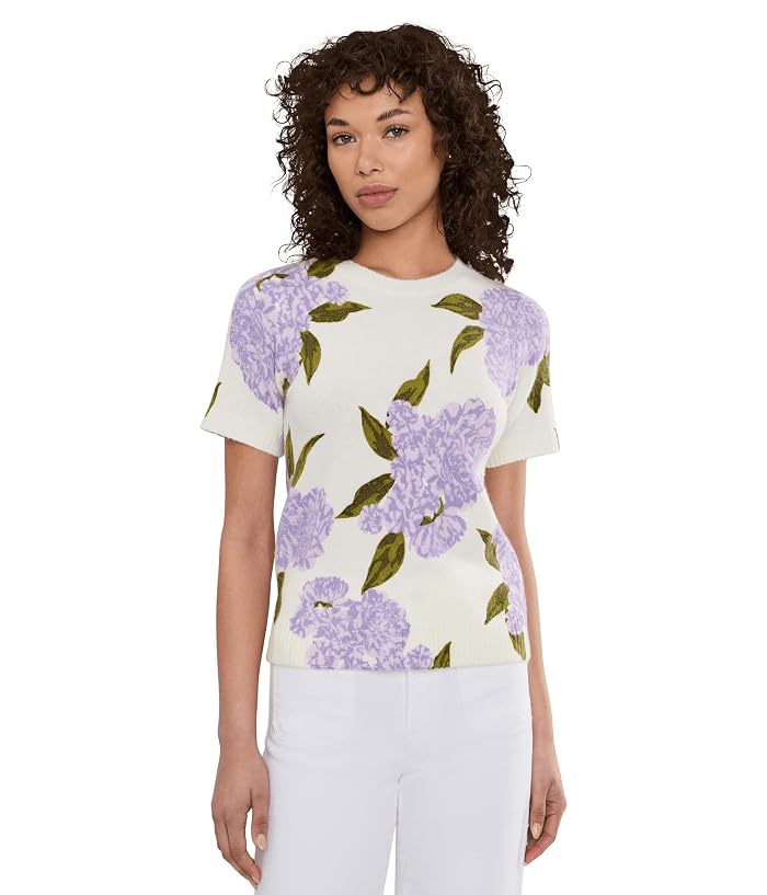 CeCe Short Sleeve Hydrangea Sweater