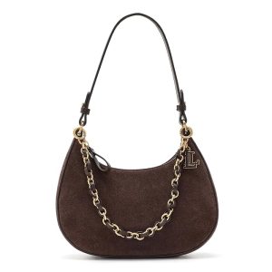 Lauren Ralph Lauren Suede Medium Marcy Zip Shoulder Bag