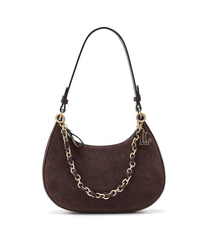 Lauren Ralph Lauren Suede Medium Marcy Zip Shoulder Bag