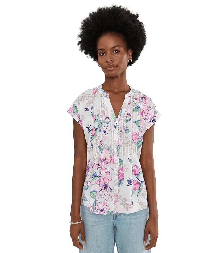 Tommy Bahama Floral Gardens Cross-stitch Short Sleeve Top