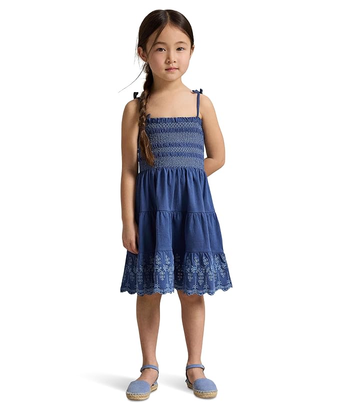 Polo Ralph Lauren Kids Smocked Eyelet Cotton Jersey Dress (Toddler/Little Kid) - Image 3
